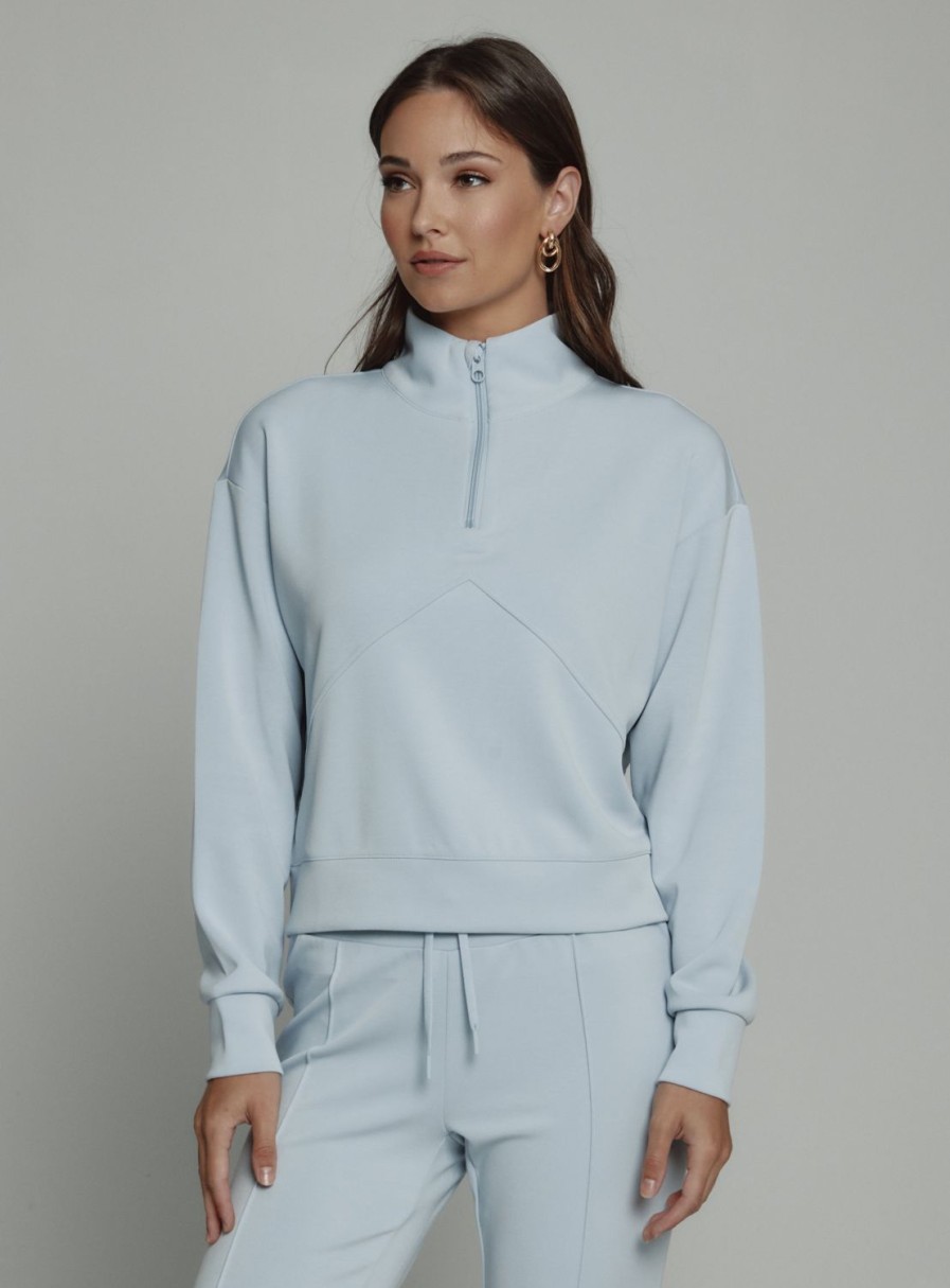 Women 7 Diamonds Pullovers | Rev Crop Quarter-Zip