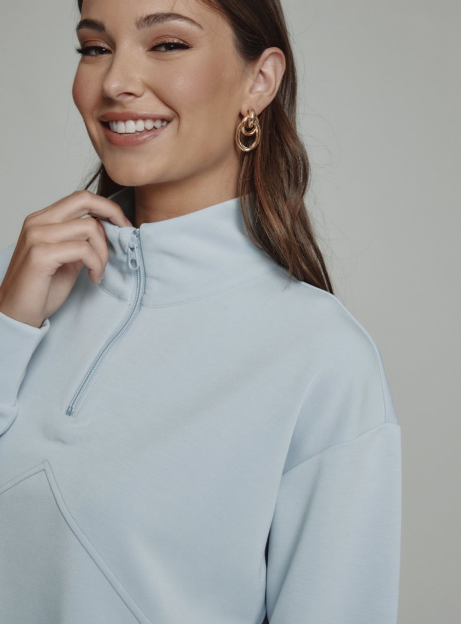 Women 7 Diamonds Pullovers | Rev Crop Quarter-Zip