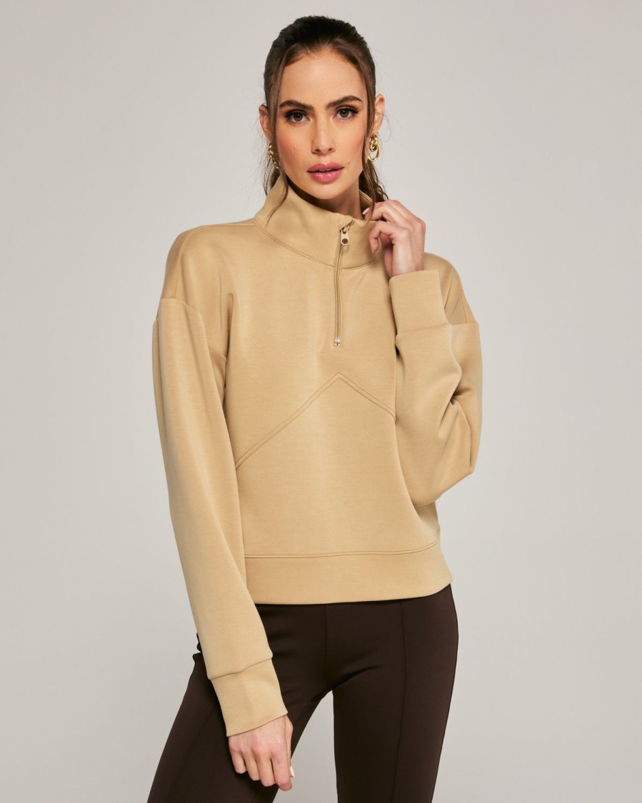 Women 7 Diamonds Pullovers | Rev Crop Quarter-Zip