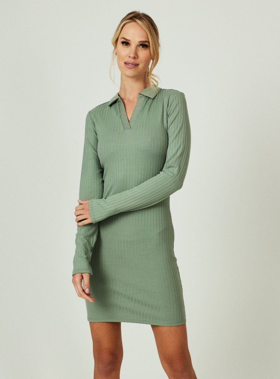 Women 7 Diamonds Mini | Core Long Sleeve Polo Dress