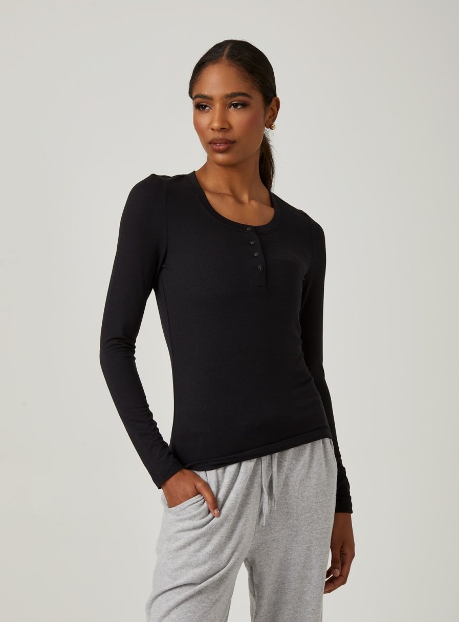 Women 7 Diamonds Long Sleeve | Core Ribbed Long Sleeve Henley