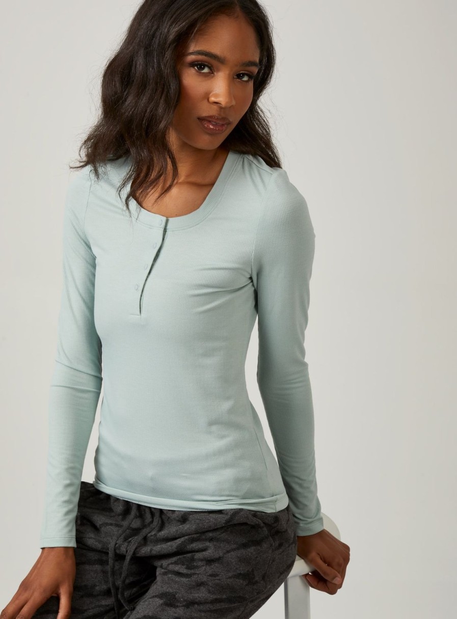 Women 7 Diamonds Long Sleeve | Core Ribbed Long Sleeve Henley