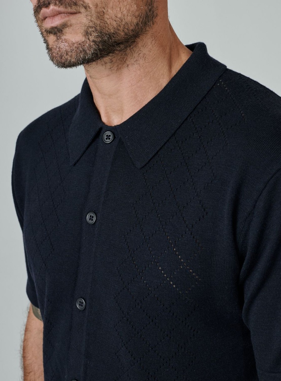 Men 7 Diamonds Short Sleeve | Venice Button Down Sweater